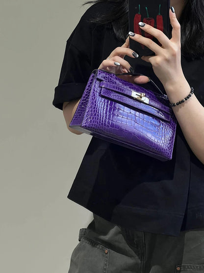 Birkin Inspired Kelly Mini Pochette Leather Handbags - The Monaco Collection