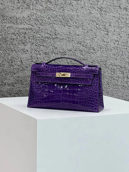 Birkin Inspired Kelly Mini Pochette Leather Handbags - The Monaco Collection