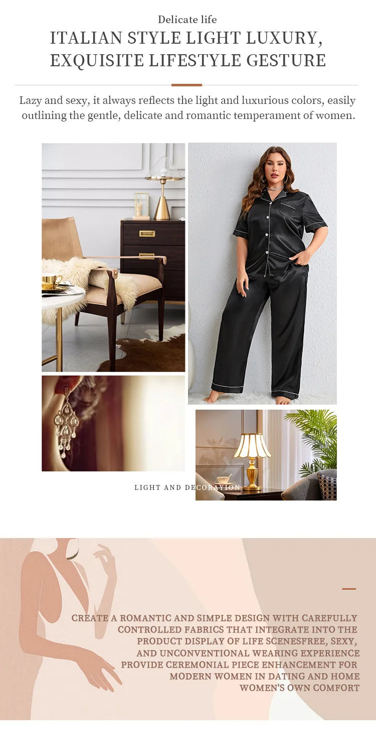 Nightwell Plus Size Polyester Satin Pajamas