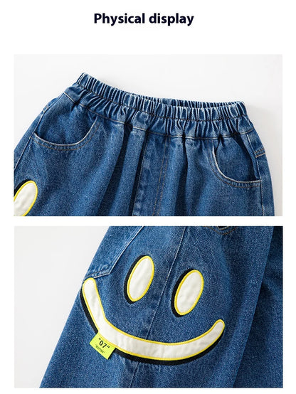 MAOMU Smiley Denim Jogger Pants