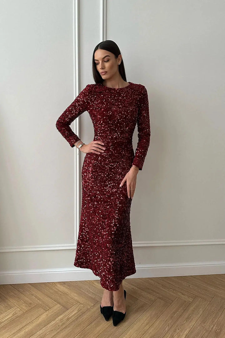 Elegant Sequin Midi Dresses