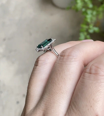 JOVOVASMILE Moissanite Emerald Ring