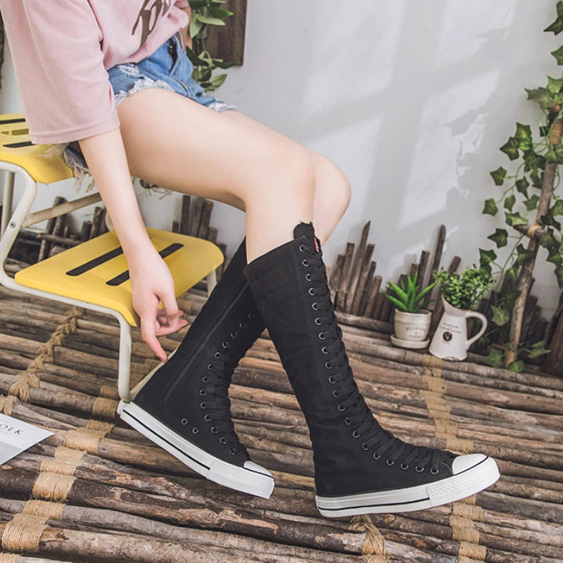 High-Top Canvas Moccasin Sneakers