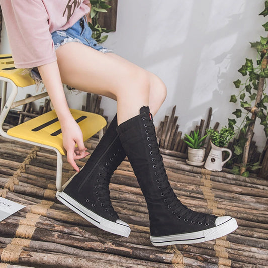 High-Top Canvas Moccasin Sneakers