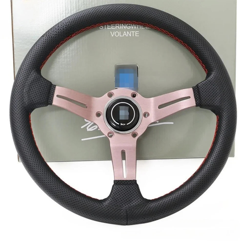 NARDI Universal Bronze Titanium Frame Black Leather Steering Wheel