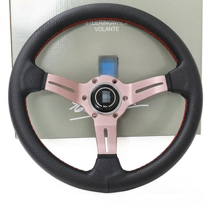 NARDI Universal Bronze Titanium Frame Black Leather Steering Wheel