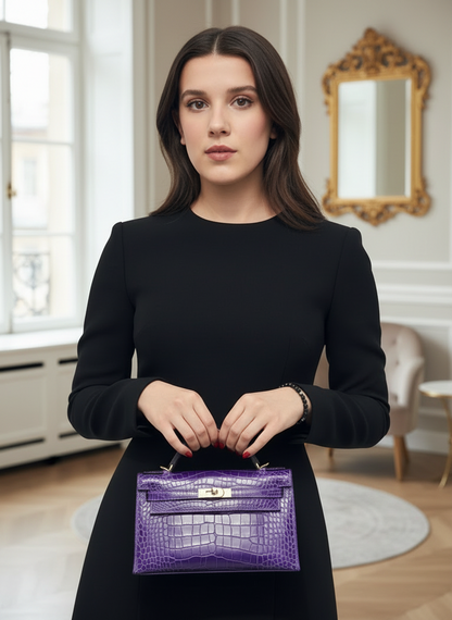 Birkin Inspired Kelly Mini Pochette Leather Handbags - The Monaco Collection