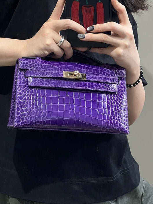 Birkin Inspired Kelly Mini Pochette Leather Handbags - The Monaco Collection