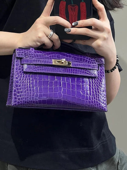 Birkin Inspired Kelly Mini Pochette Leather Handbags - The Monaco Collection