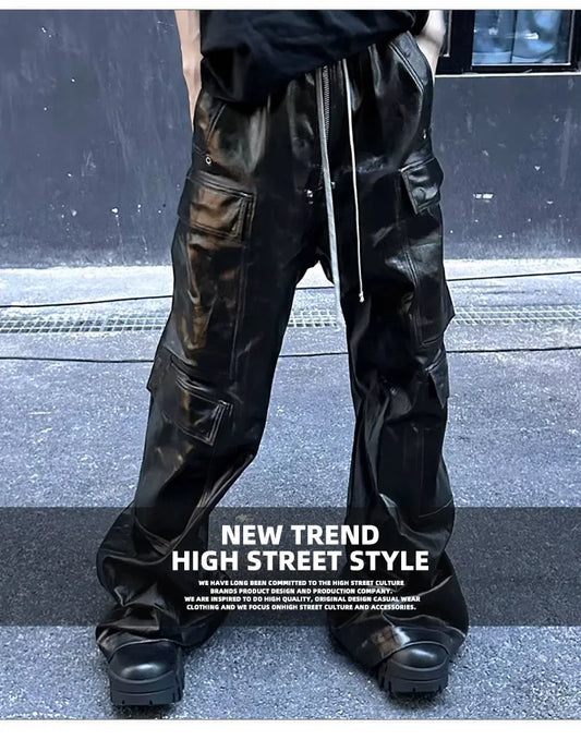 High Street Glossy Black Cargo Pants