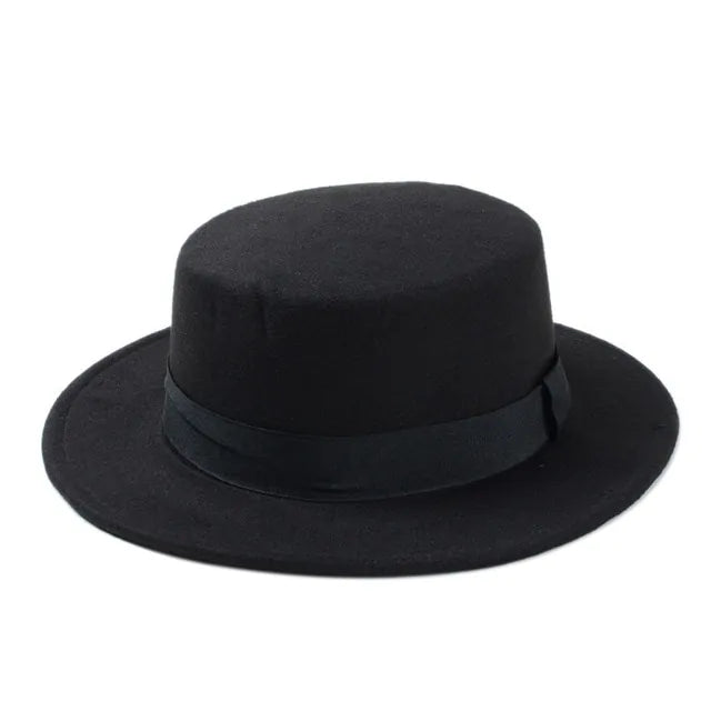 Pork Pie Flat Top Wool Hats