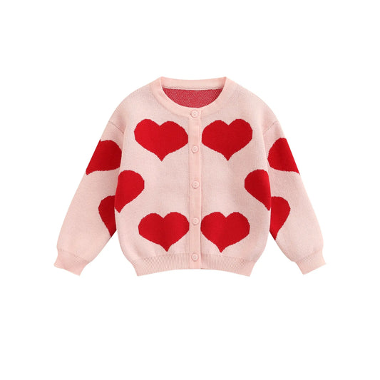 Heart Knitted Girls Cardigans (Ages 1 to 6 Years)