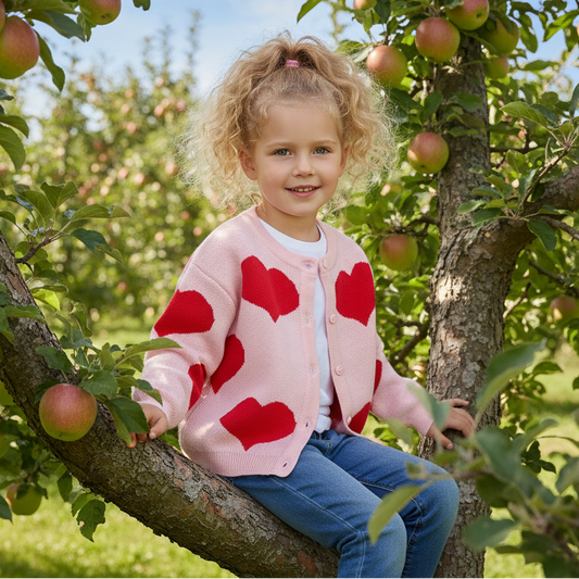 Heart Knitted Girls Cardigan