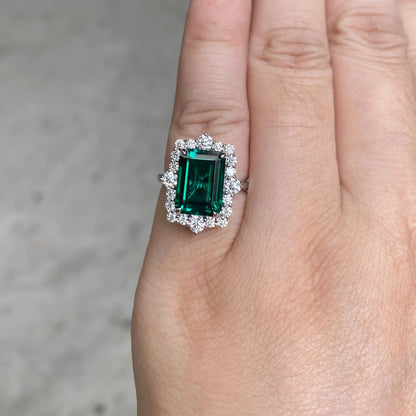 JOVOVASMILE Moissanite Emerald Ring