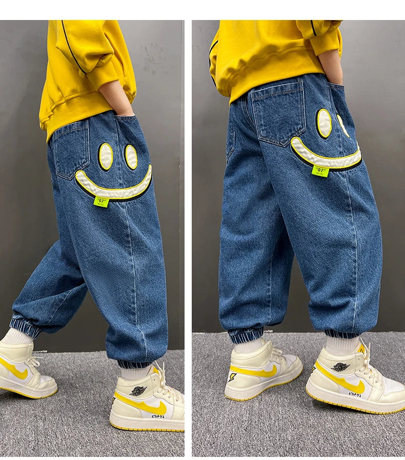 MAOMU Smiley Denim Jogger Pants