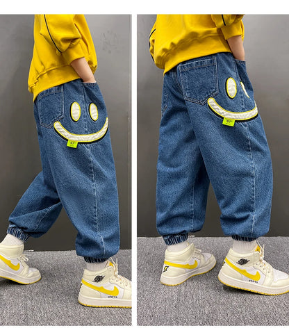 MAOMU Smiley Denim Jogger Pants