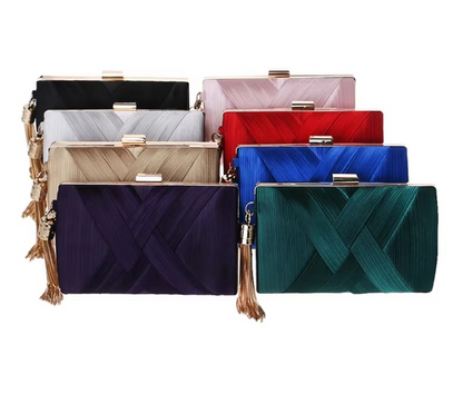 Satin Crisscross Evening Clutch