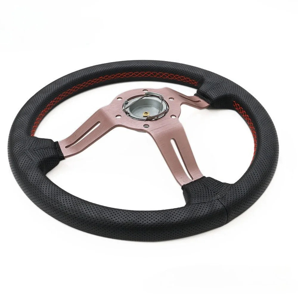 NARDI Universal Bronze Titanium Frame Black Leather Steering Wheel