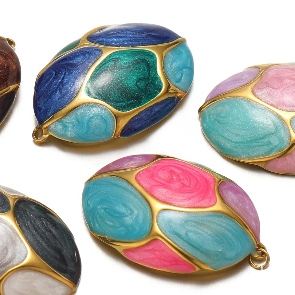 Geometric Enamel Pendant Necklace