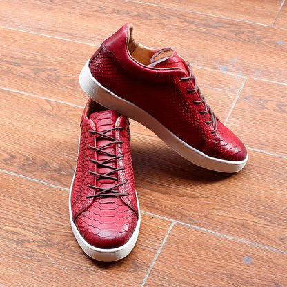 Derby Crocodile Embossed Flat Leather Sneakers