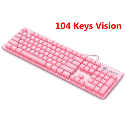 Pink Wired Keyboard and Mouse Set