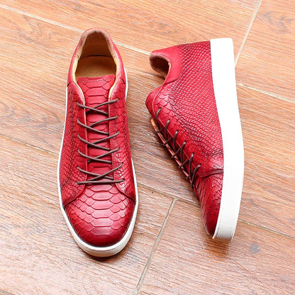 Derby Crocodile Embossed Flat Leather Sneakers