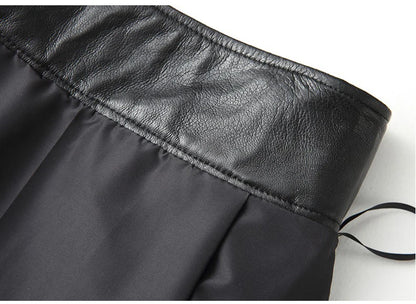Lautaro Haining Genuine Leather A-Line Midi Skirt