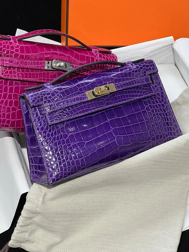 Birkin Inspired Kelly Mini Pochette Leather Handbags - The Monaco Collection