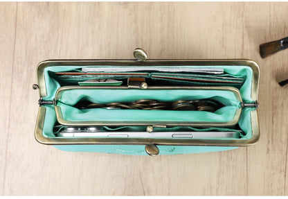 Foxy Genuine Leather Vintage Long Snap Closure Wallets