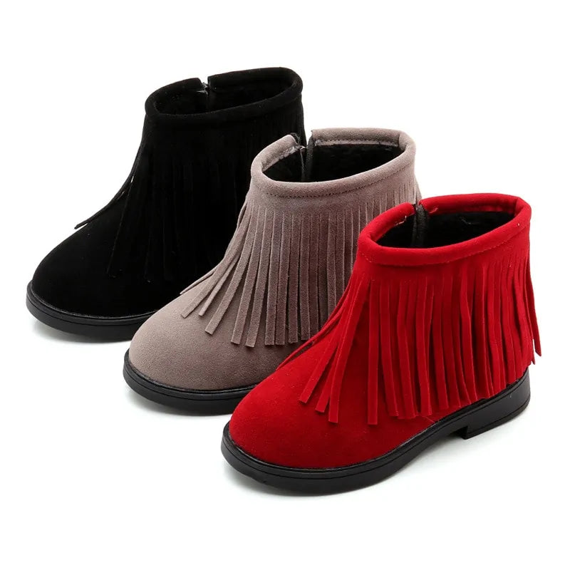 Girls Fringe Ankle Boots