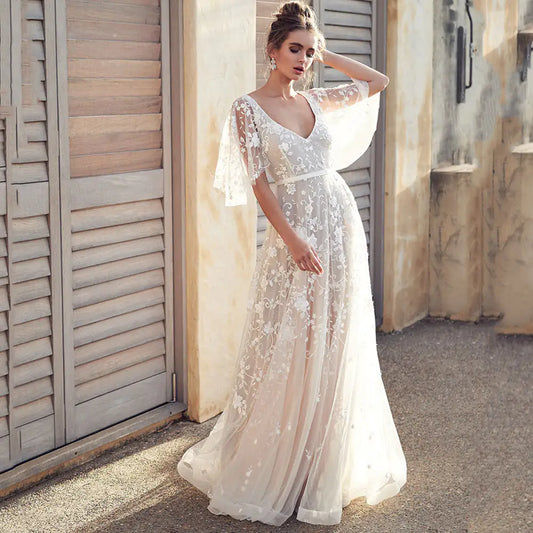 Romantic Boho Lace Wedding Dress