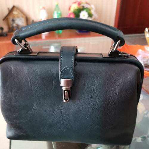 QWQ Vintage Genuine Cowhide Leather Doctor Bag