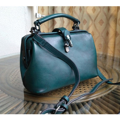 QWQ Vintage Genuine Cowhide Leather Doctor Bag