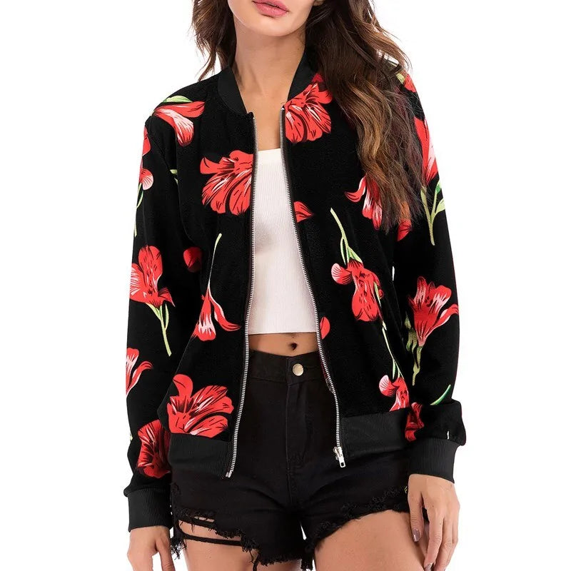 Retro Floral Bomber Jacket