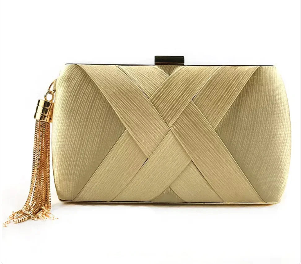 Satin Crisscross Evening Clutch