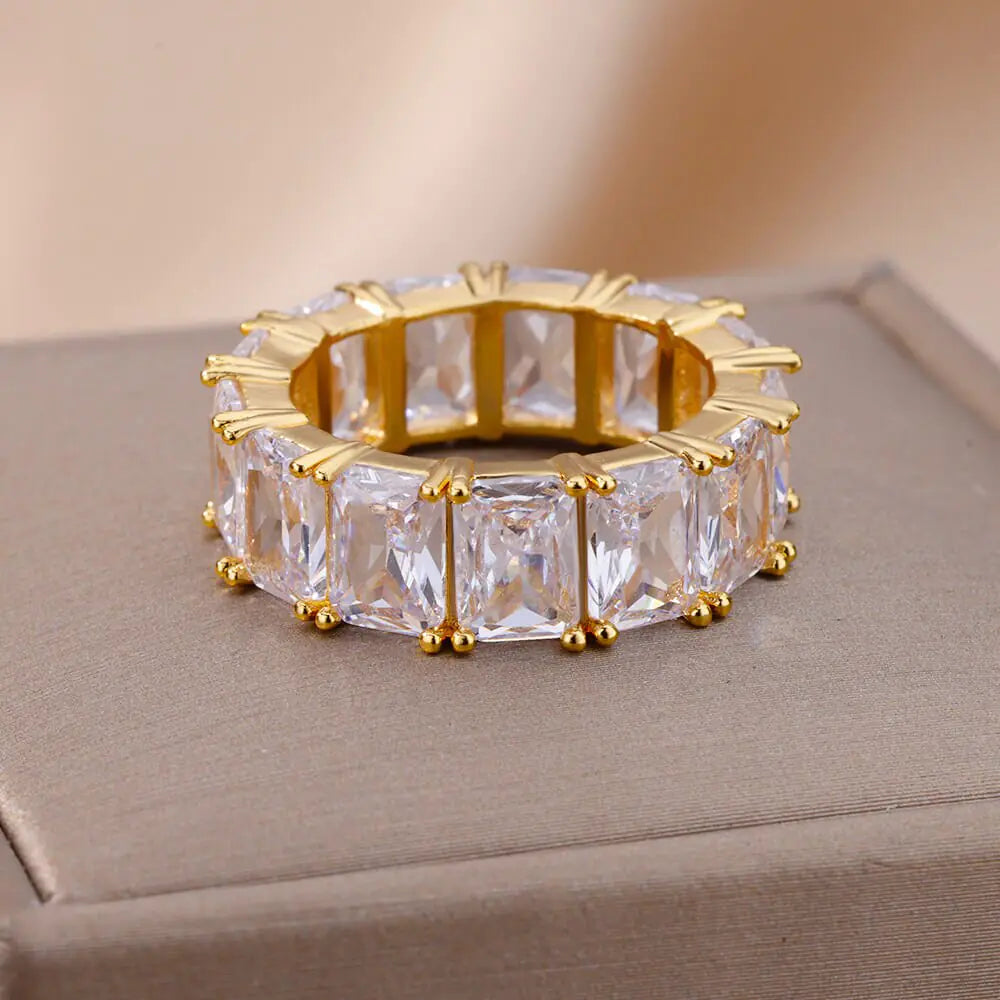 Rectangle Chunky Zircon Rings