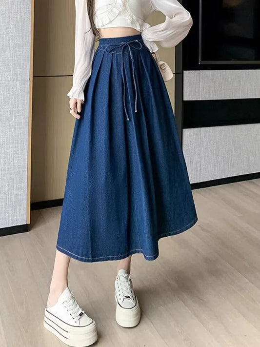 High Waist A-Line Denim Skirts