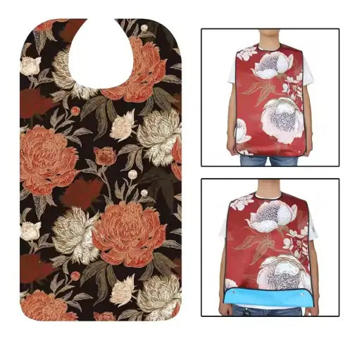 Adult Floral Washable Cloth Bibs