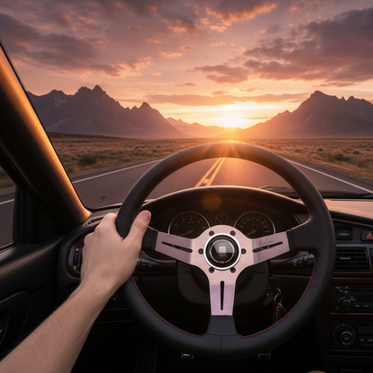 NARDI Universal Bronze Titanium Frame Black Leather Steering Wheel