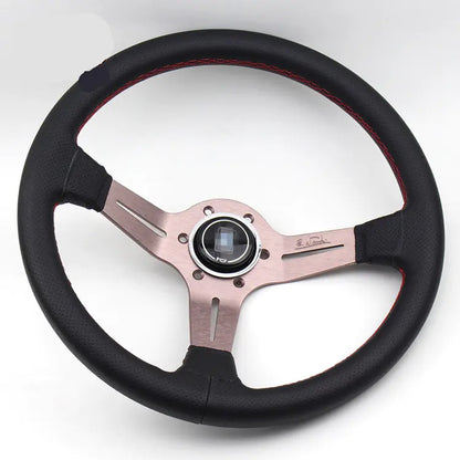 NARDI Universal Bronze Titanium Frame Black Leather Steering Wheel