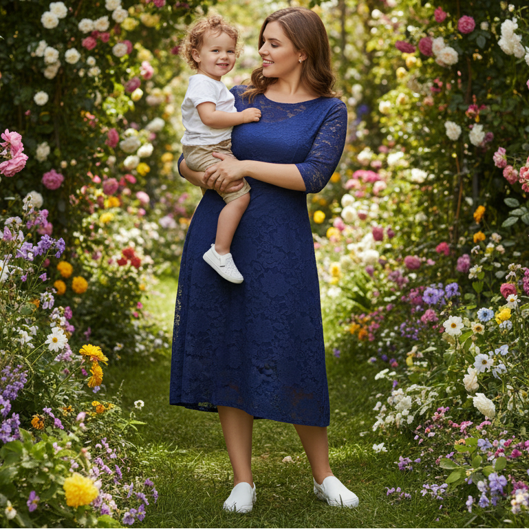 Chic Plus Size Lace Midi Dress