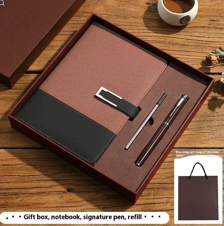 Business Notebook Soft Leather High Grade Gift Set