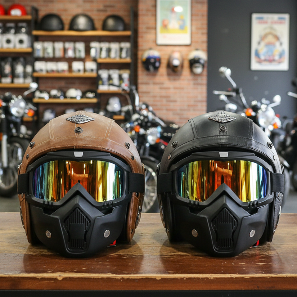 Crown Racing Vintage Vegan Leather Helmets