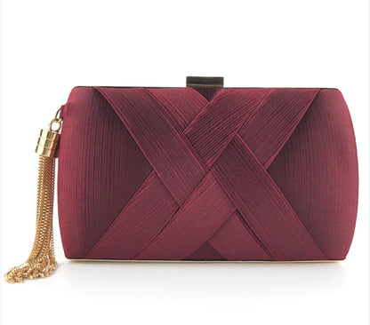 Satin Crisscross Evening Clutch