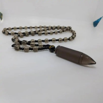 Obsidian Bullet Pendant Necklace