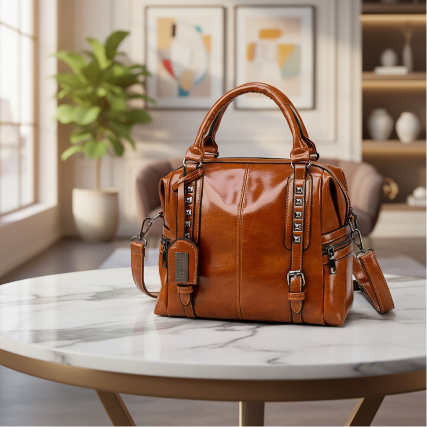 Patina Oil Wax Vegan Leather Crossbody Bag