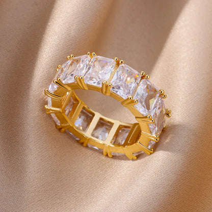 Rectangle Chunky Zircon Rings