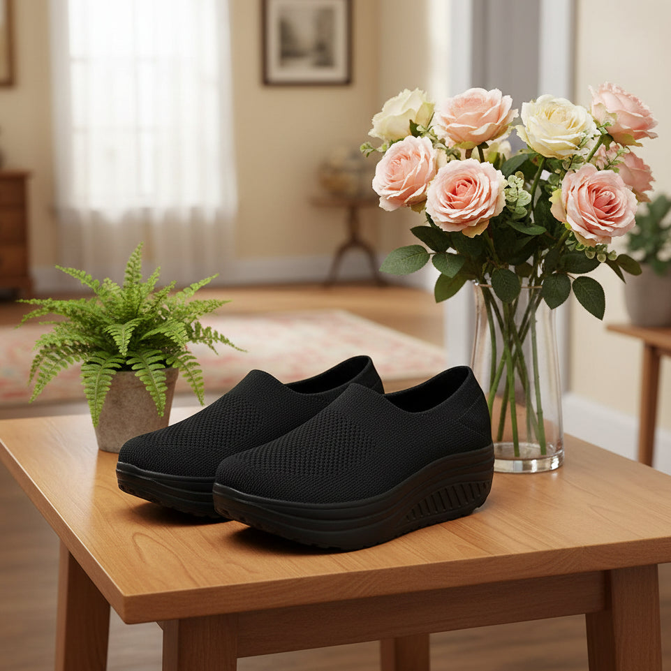 Rolling Sole Mesh Slip-on Platform Sneakers