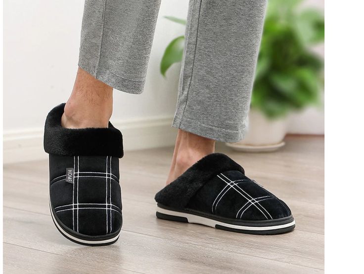 Suede Gingham Slippers