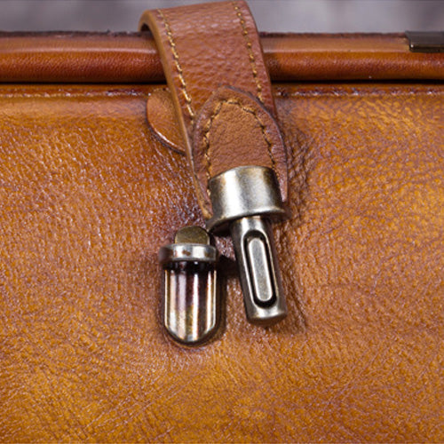 QWQ Vintage Genuine Cowhide Leather Doctor Bag